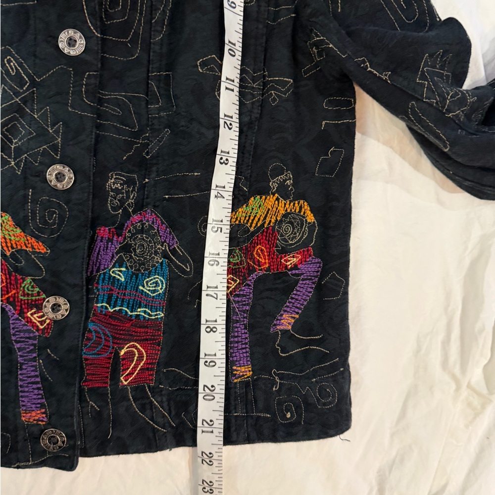 CHICO'S Embroidered Jacket Tribal Bohemian Musicians Black 1‎ S-M - Picture 9 of 12